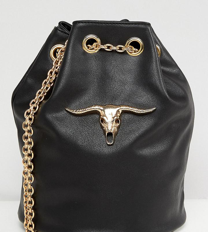 Sacred Hawk Bucket Bag With Rams Head Detail - Black