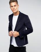New Look Slim Cord Blazer In Navy - Navy