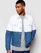 Asos Denim Jacket With Cut And Sew Detail With Frayed Edge - Blue