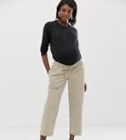 Asos Design Maternity Chino Jogger With Under Bump Waistband - Stone