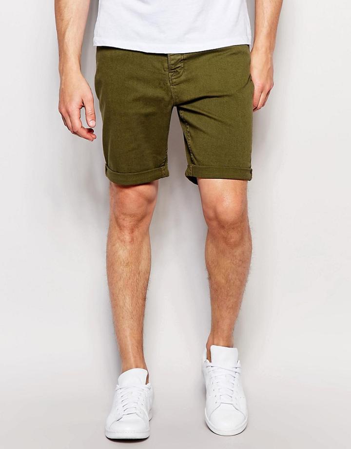 New Look 5 Pocket Chino Shorts In Olive - Green