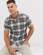 Asos Design Regular Fit Check Shirt In Gray - Gray