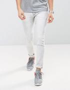 Asos Super Skinny Jeans In Light Gray Acid Wash - Gray