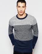 Firetrap Stripe Knitted Sweater - Navy