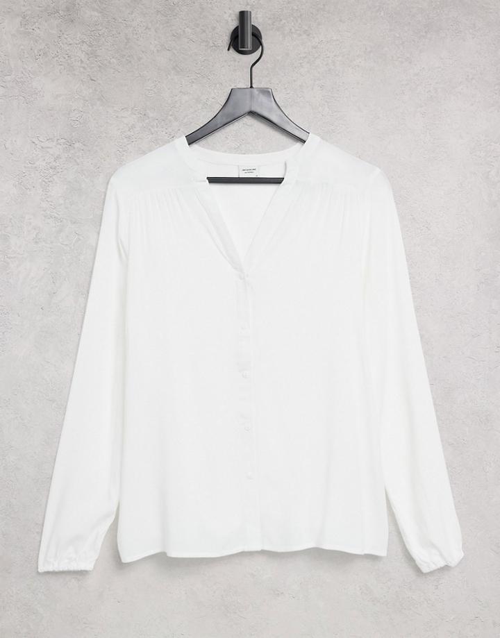 Jdy Ice Long Sleeve V Neck Blouse In White