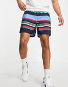 Polo Ralph Lauren Recycled Polyester Traveler Player Logo Bermuda Multi Stripe Swim Shorts In Blue Multi-blues