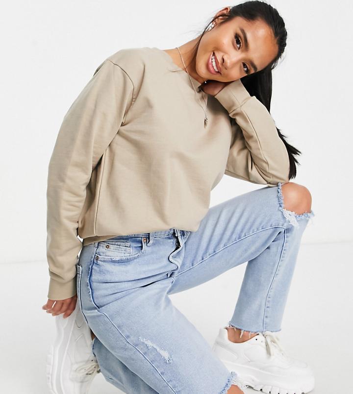 Asos Design Petite Ultimate Sweatshirt In Sand-neutral