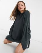 Asos Design Mini Dress With Zip Collar Detail In Gray-grey