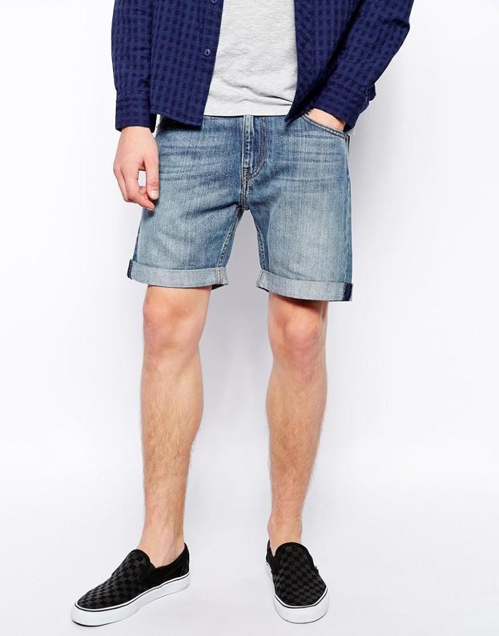 Weekday Beach Day Denim Shorts In Mid Blue
