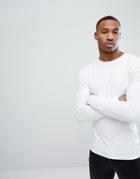 Asos Design Muscle Fit Long Sleeve T-shirt With Crew Neck In White - White
