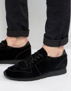 Asos Retro Sneakers In Relaxed Black Faux Suede - Black
