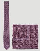 Asos Tie And Pocket Square Pack In Burgundy Geo Print - Burgundy
