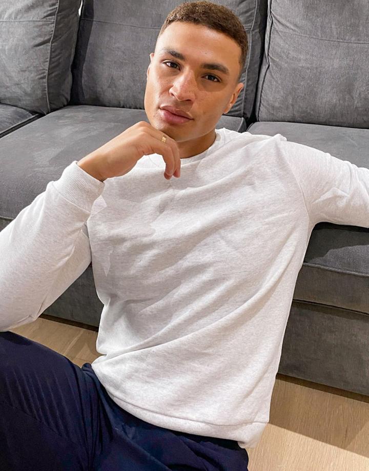 Asos Design Organic Sweatshirt In White Heather