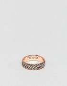 Icon Brand Rose Gold Chevron Patterned Band Ring - Gold