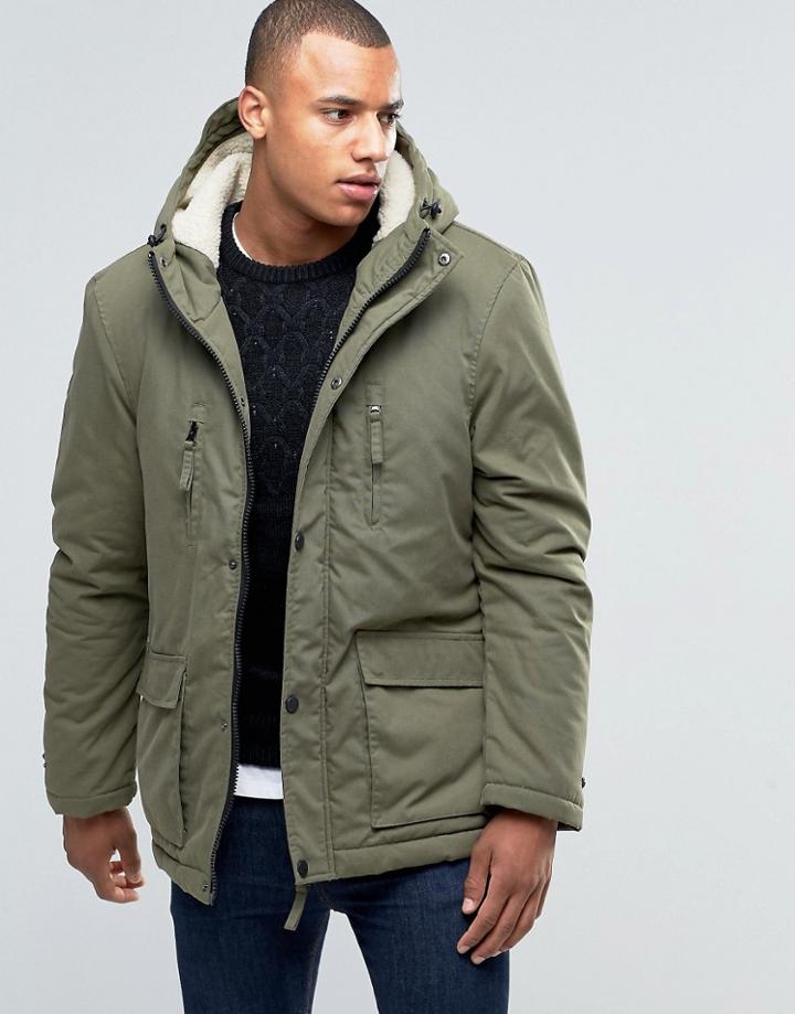 D-struct Sherpa Lined Parka Jacket - Green