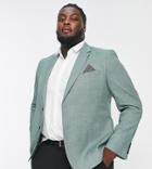 Harry Brown Plus Wide Lapel Single Breasted Linen Blazer In Green