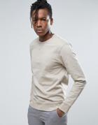 Selected Homme Crew Neck Sweatshirt In Soft Touch Jersey - Beige