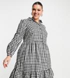 New Look Curve Smock Shirt Dress In Black Gingham