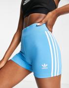 Adidas Originals Adicolor Three Stripe Booty Shorts In Blue
