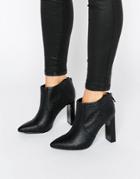 Missguided Croc Print Heeled Ankle Boot - Black