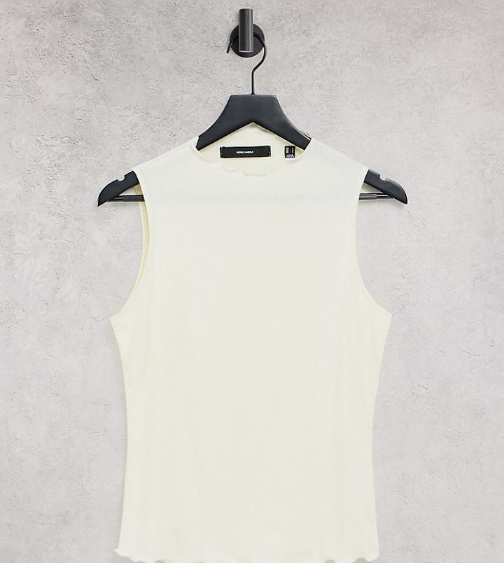 Vero Moda Tall Lettuce Hem Tank Top In Cream-white