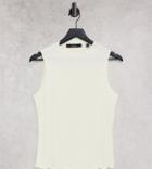 Vero Moda Tall Lettuce Hem Tank Top In Cream-white