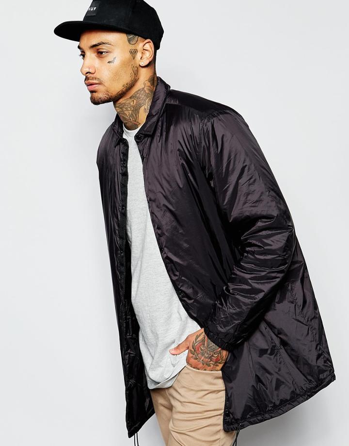 Asos Coach Jacket In Nylon Fabric - Black