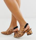 Asos Design Wide Fit Serve Slingback Mid-heels In Leopard - Multi