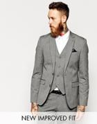 Asos Slim Fit Suit Jacket In Mid Gray Pindot - Gray