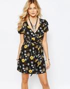 New Look Dandelion Print Wrap Dress - Multi