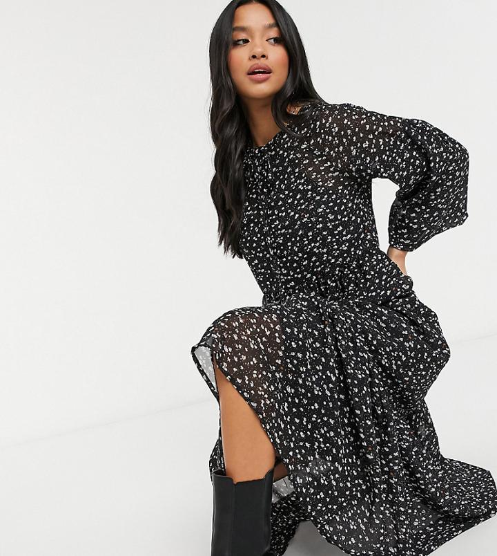 Vero Moda Petite Maxi Dress With Balloon Sleeves In Floral Print-multi