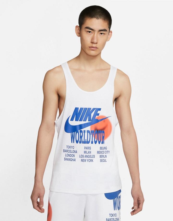 Nike World Tour Pack Graphic Tank In White