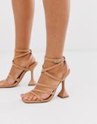 Asos Design Natalia Strappy Heeled Sandals In Beige