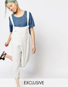 Zacro Oversized Overall Jumpsuit With Front Pocket In Corduroy - White