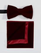 Peter Werth Bow Tie And Pocket Square Set - Red