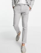 River Island Wool Suit Pants In Gray Herringbone-grey