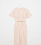 Asos Design Tall Belted Midi Dress With Underbust Seams In Blush-pink