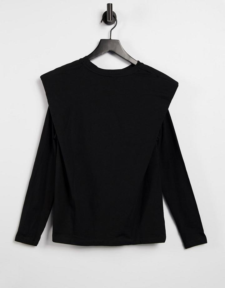 Object Shoulder Detail Sweatshirt Top In Black
