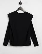 Object Shoulder Detail Sweatshirt Top In Black