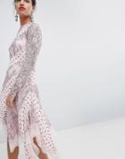 Keepsake Lace And Spot Midi Dress - Pink