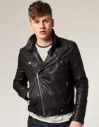 Selected Biker Leather Jacket - Black