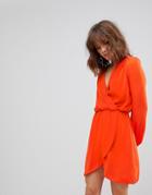 Love Long Sleeve Wrap Dress - Orange