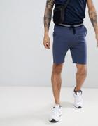 Asos Design Jersey Skinny Shorts In Blue Marl With Contrast Waistband - Gray
