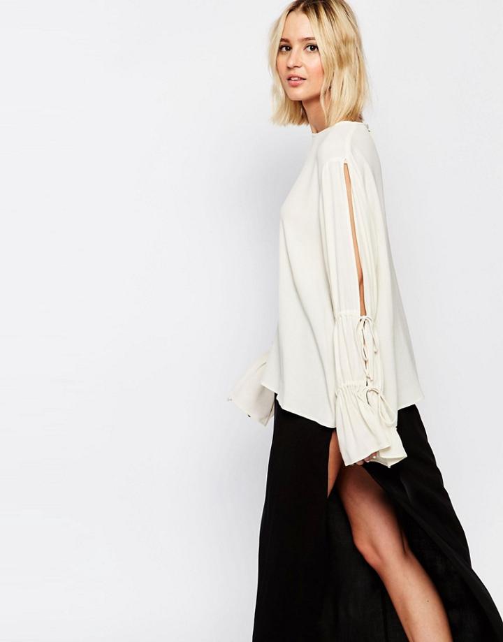 Weekday Blouse With Rope Sleeve Detail - Off White