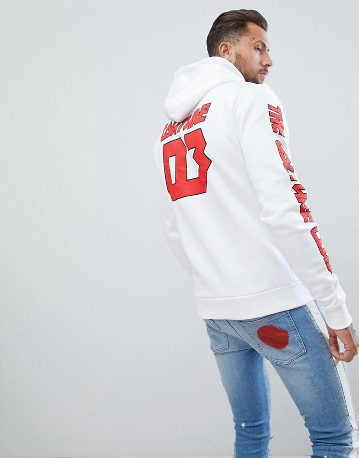 The Couture Club Muscle Fit Hoodie In White With Racer Logo - White