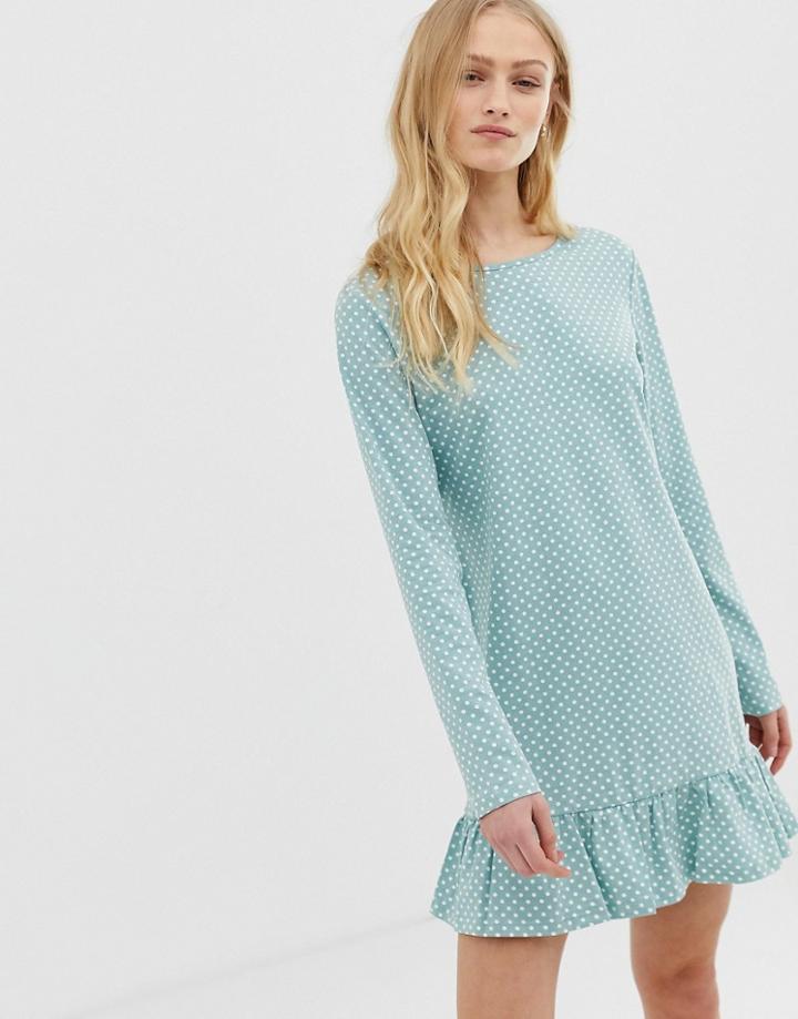 Glamorous Long Sleeve Dress In Mini Spot