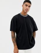 Hugo Dougy Collar Logo T-shirt In Black - Black