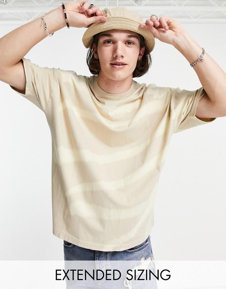 Asos Design Oversized T-shirt In Neutral Bleached Out Wash
