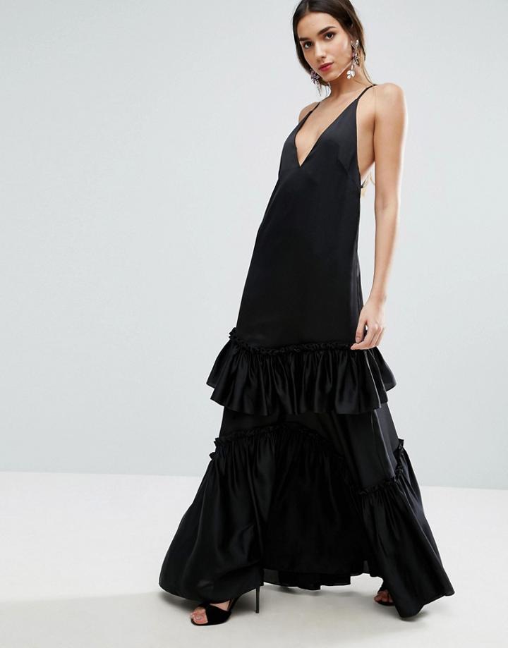 Asos Tiered Ruffle Cami Maxi Dress - Orange