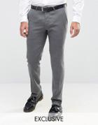Noose & Monkey Skinny Pants In Flannel With Turn Up - Gray